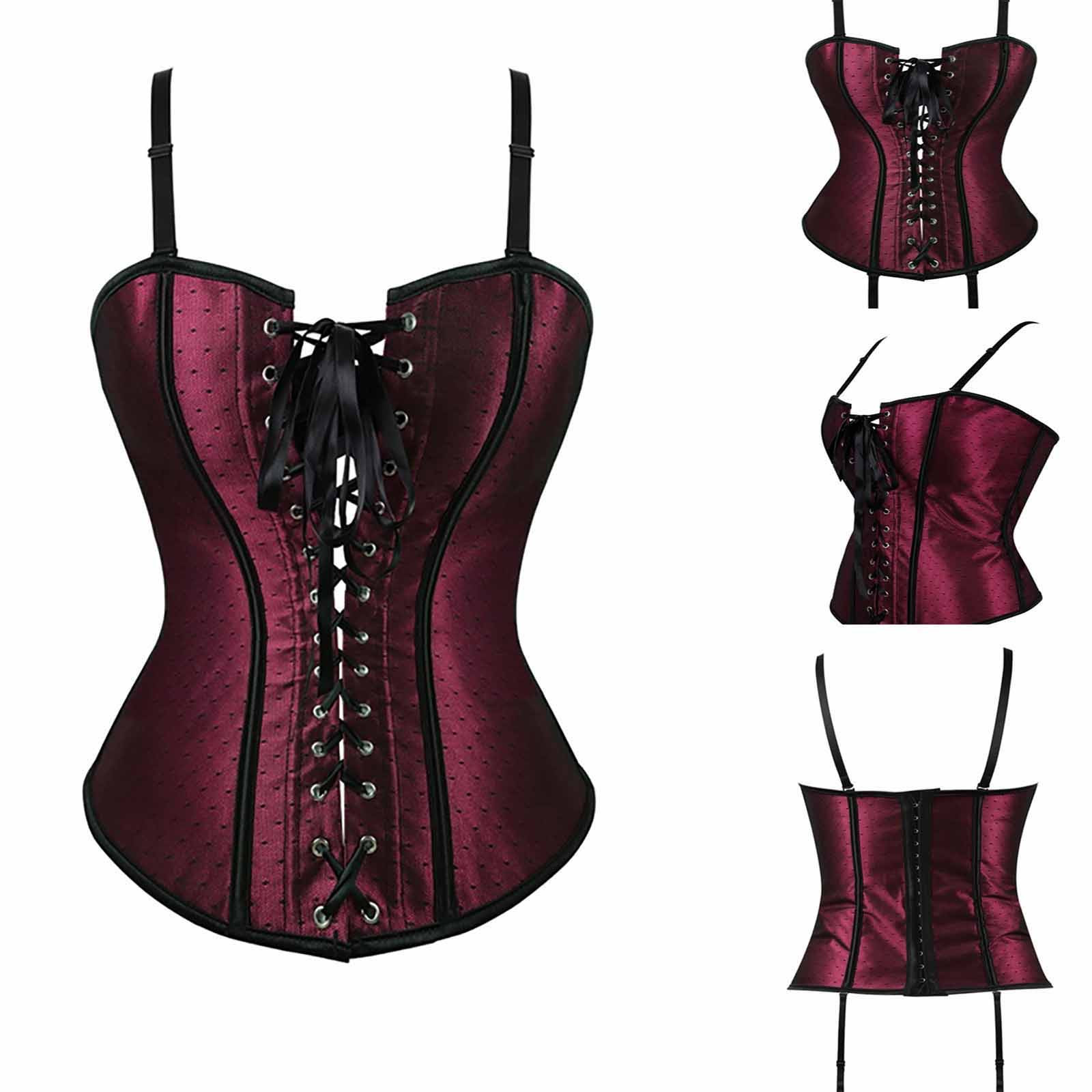 Fashion Corset Tops for Women Retro Gothic Court Overbust Tummy Control Shapewear Waist Cincher Corset Chest Belt,Red